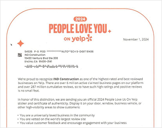 Yelp Letter 2024